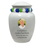 White Medium Urn - Free Photo & Engraving - Tribute Wreath® Option - Fast Shipping