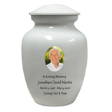 White Medium Urn - Free Photo & Engraving - Tribute Wreath® Option - Fast Shipping