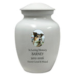 White Pet Urn - Free Photo & Engraving - Tribute Wreath® Option - Fast Shipping