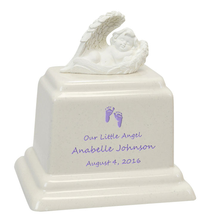 Angel of Protection© Infant Purple - Hearts - Baby Feet - Cross Urn