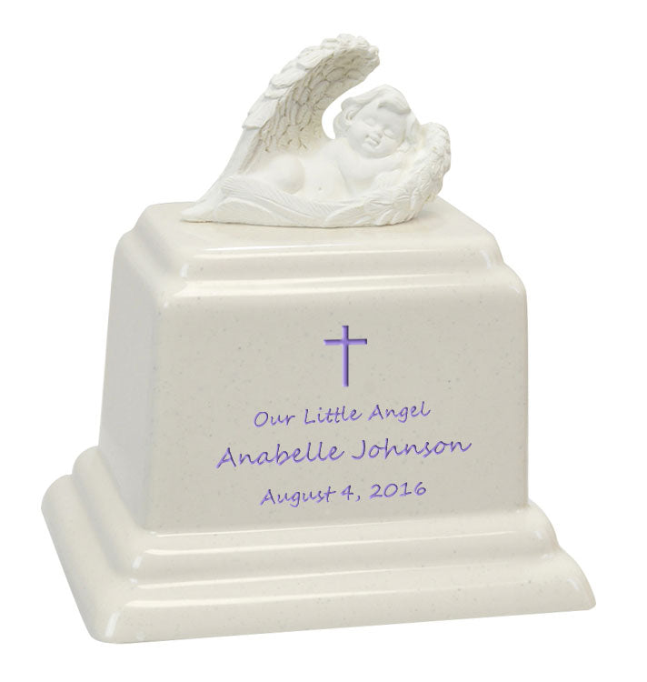 Angel of Protection© Infant Purple - Hearts - Baby Feet - Cross Urn