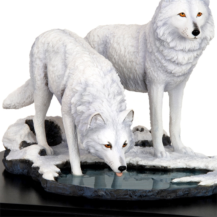White Wolves Art & Wood Cremation Urn