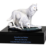 White Wolves Art & Wood Cremation Urn