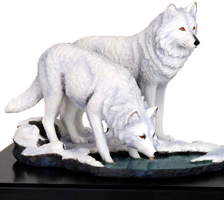 White Wolves Art & Wood Cremation Urn