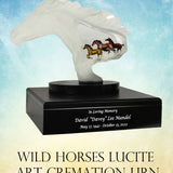 Wild Horses Lucite Art Cremation Urn 