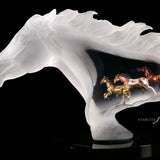 Wild Horses Lucite Art Cremation Urn 