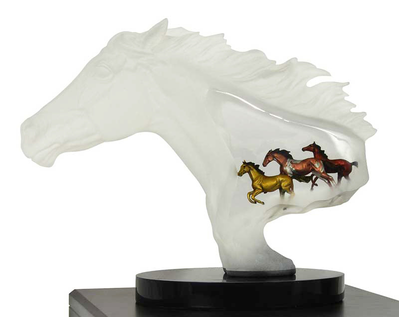 Wild Horses Lucite Art Cremation Urn 