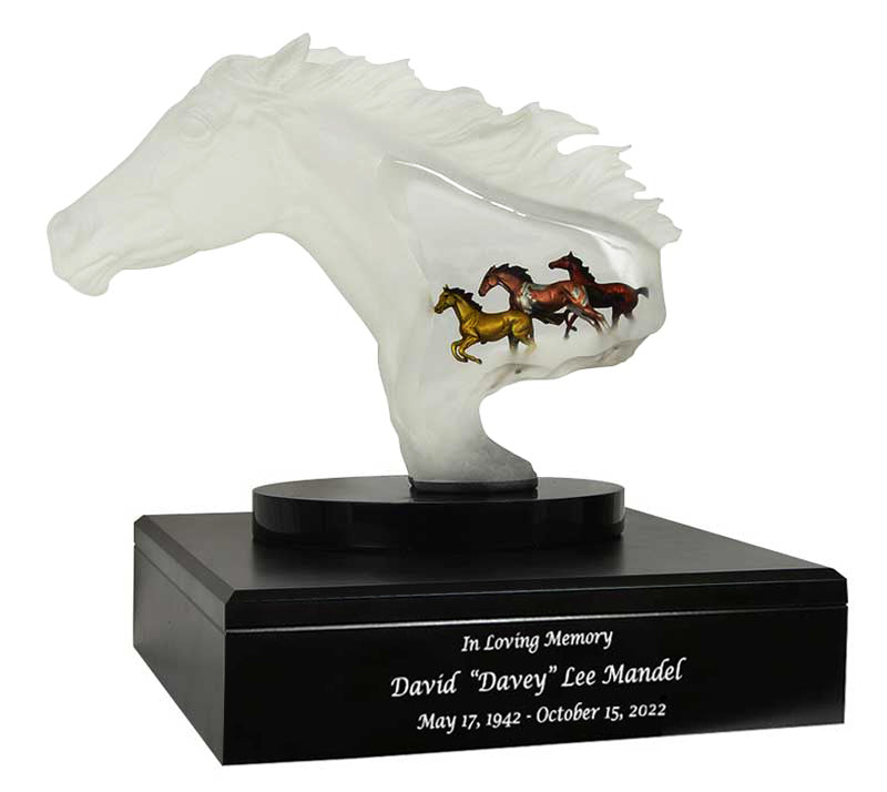 Wild Horses Lucite Art Cremation Urn 