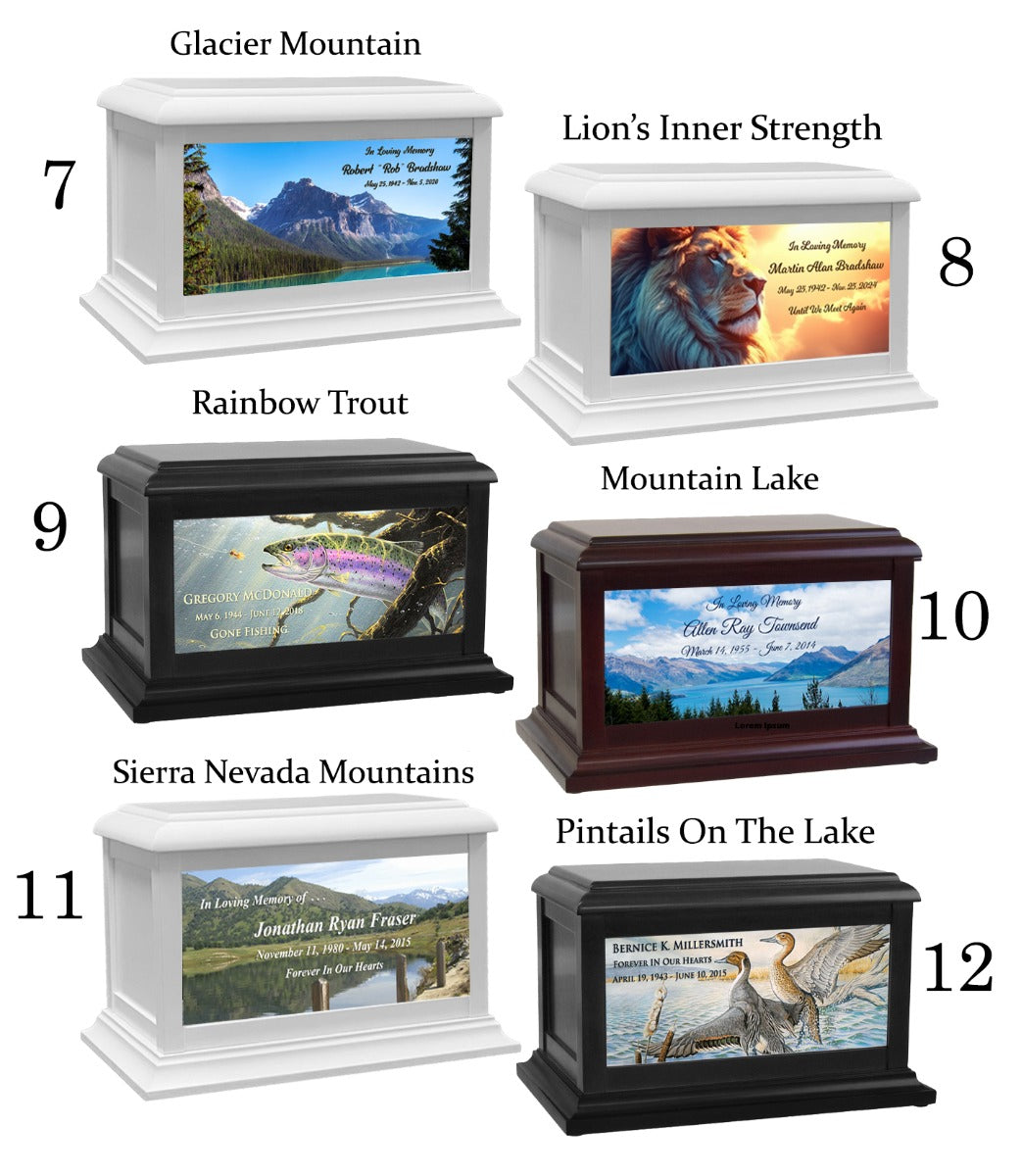 Wildlife, Animals, Lion, Birds & Fish Adult or Medium Wood Keep The Memory® Cremation Urn