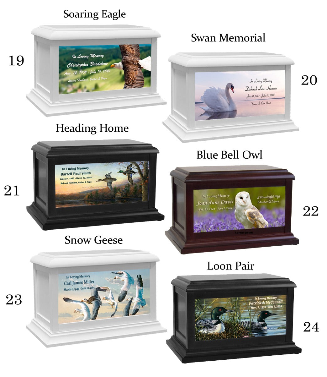 Wildlife, Animals, Lion, Birds & Fish Adult or Medium Wood Keep The Memory® Cremation Urn