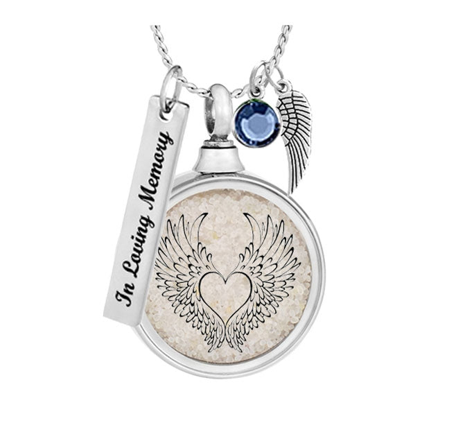 Angel Wings View Ashes Urn - Love Charms Option