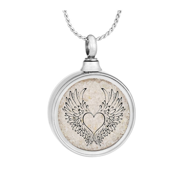Angel Wings View Ashes Urn - Love Charms Option