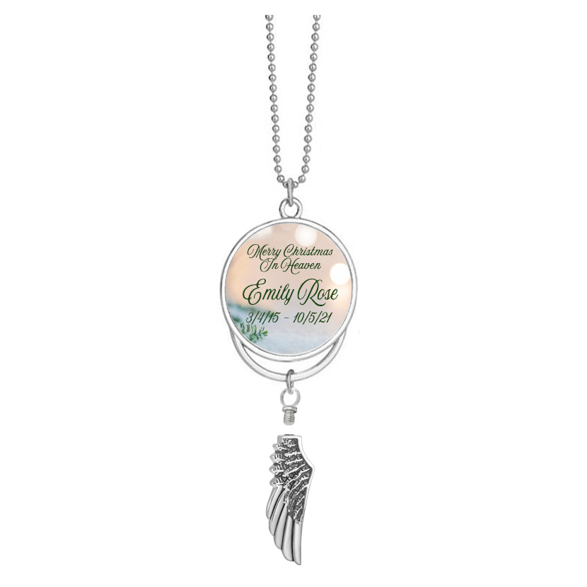 Angel Wing Urn & Photo Medallion Christmas Ornament