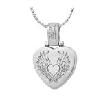 Angel Wings Heart Stainless Pendant Urn - Love Charms Option