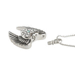 Heart Wings Aqua Marine Crystal Ash Pendant