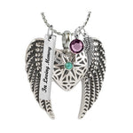 Heart Wings Aqua Marine Crystal Ash Pendant - Love Charms Option