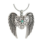  Heart Wings Aqua Marine Crystal Ash Pendant - Love Charms Option