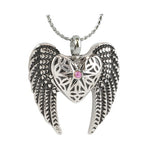 Heart Wings Pink Crystal Ash Pendant - Love Charms Option