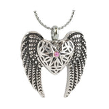 Heart Wings Pink Crystal Ash Pendant - Love Charms Option