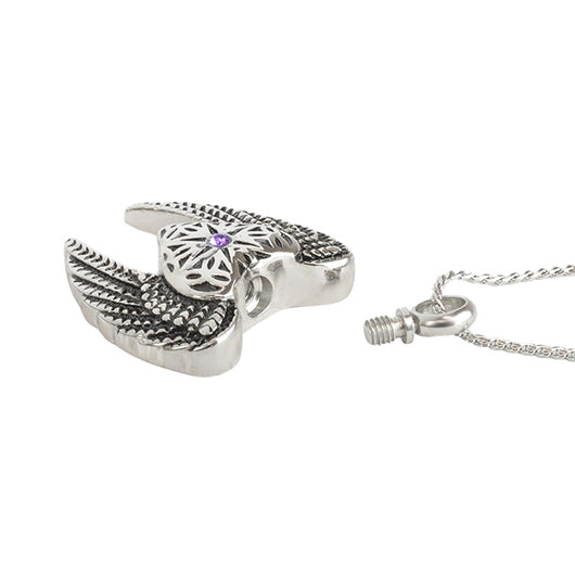 Heart Wings Purple Crystal Ash Pendant