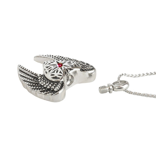 Heart Wings Ruby Crystal Ash Pendant