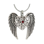 Heart Wings Ruby Crystal Ash Pendant - Love Charms Option