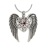 Heart Wings Ruby Crystal Ash Pendant - Love Charms Option