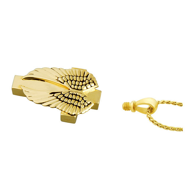 Gold Angel Wings Blue Cross Ash Jewelry Urn - Love Charms™ Option 