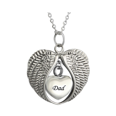 Dad Angel Wings Of Protection Necklace Urn - Love Charms Option