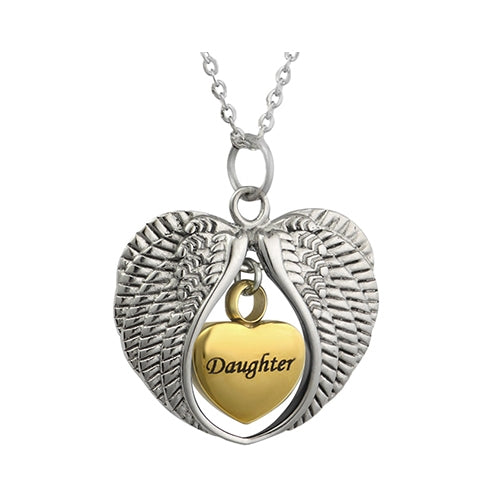 Daughter Angel Wings Of Protection Necklace Urn - Love Charms Option