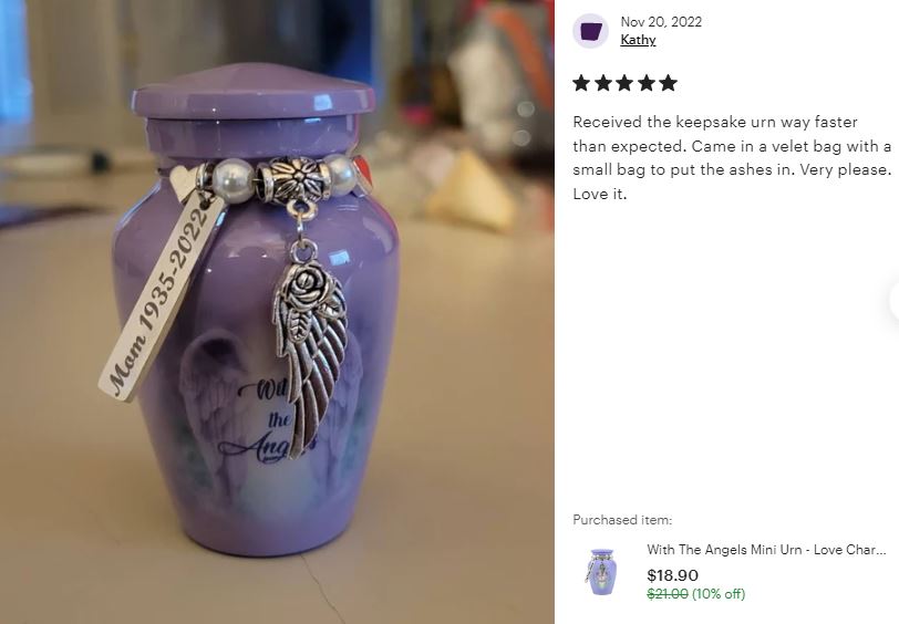With The Angels Mini Urn - Love Charms® Option