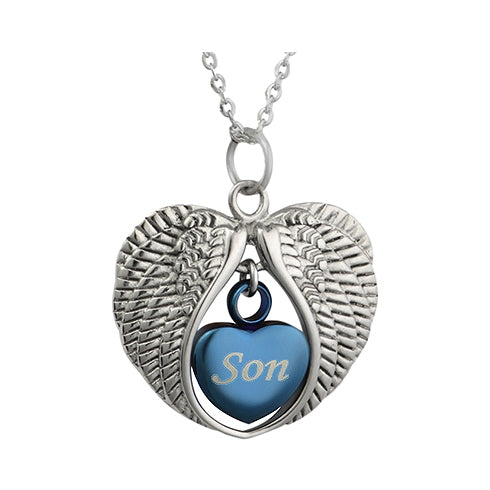 Son Angel Wings Of Protection Necklace Urn - Love Charms Option