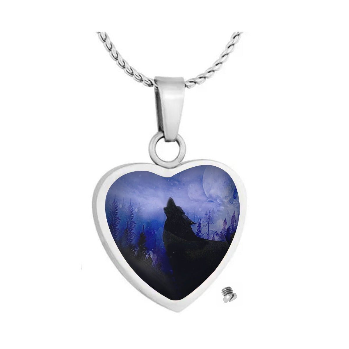Winter Wolf Heart Jewelry Urn - Love Charms® Option