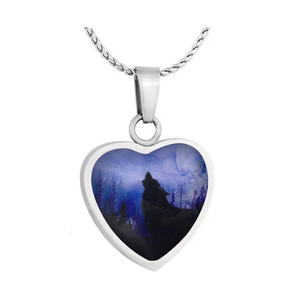 Winter Wolf Heart Jewelry Urn - Love Charms® Option
