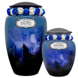 Winter Wolf Moon Medium or Adult Sized Cremation Urn - Tribute Wreath™ - Pro Personalization - Burial Vault Option