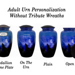 Winter Wolf Moon Medium or Adult Sized Cremation Urn - Tribute Wreath™ - Pro Personalization - Burial Vault Option