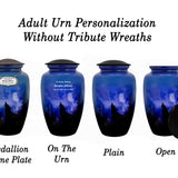 Winter Wolf Moon Medium or Adult Sized Cremation Urn - Tribute Wreath™ - Pro Personalization - Burial Vault Option