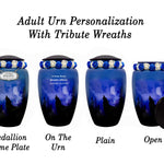 Winter Wolf Moon Medium or Adult Sized Cremation Urn - Tribute Wreath™ - Pro Personalization - Burial Vault Option