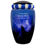 Winter Wolf Moon Medium or Adult Sized Cremation Urn - Tribute Wreath™ - Pro Personalization - Burial Vault Option