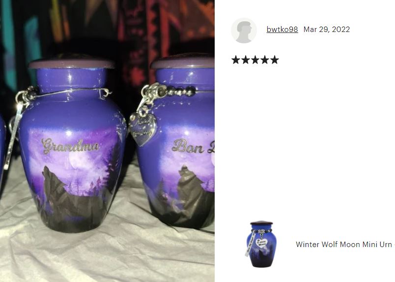Winter Wolf Moon Mini Urn - Love Charms™ Option