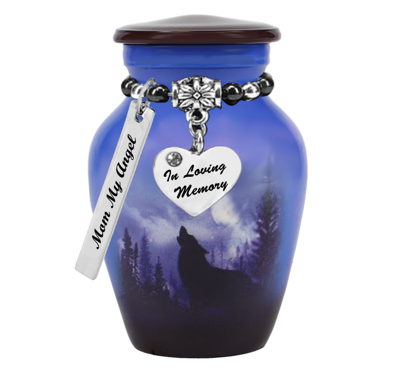 Winter Wolf Moon Mini Urn - Love Charms™ Option