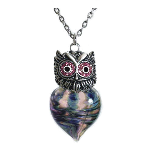 Wise Owl Lady Heart Cremation Jewelry