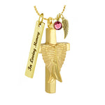 Cross Angel Wings Gold Ash Urn  - Love Charms® Option