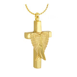 Cross Angel Wings Gold Ash Urn  - Love Charms® Option