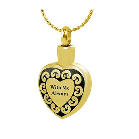 With Me Always Gold Ash Jewelry Urn - Love Charms Option
