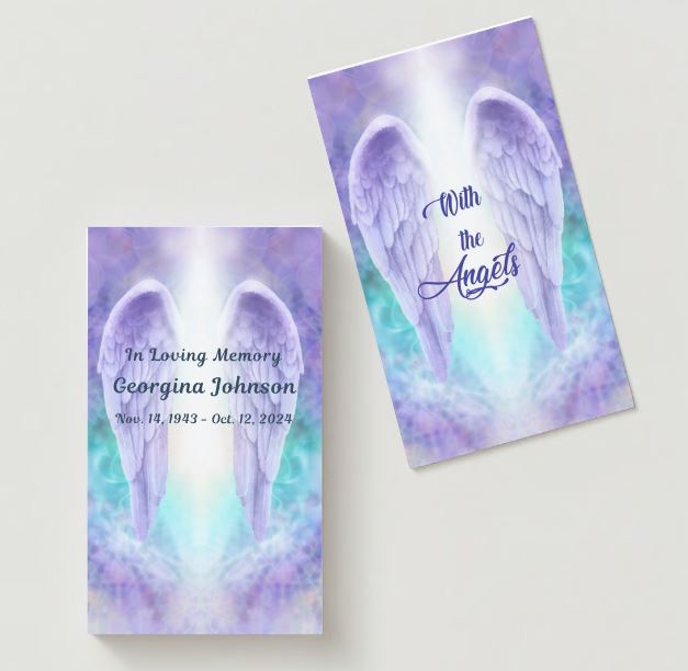 With The Angels Memorial Cards - Funeral  Cards - Celebration of Life Cards