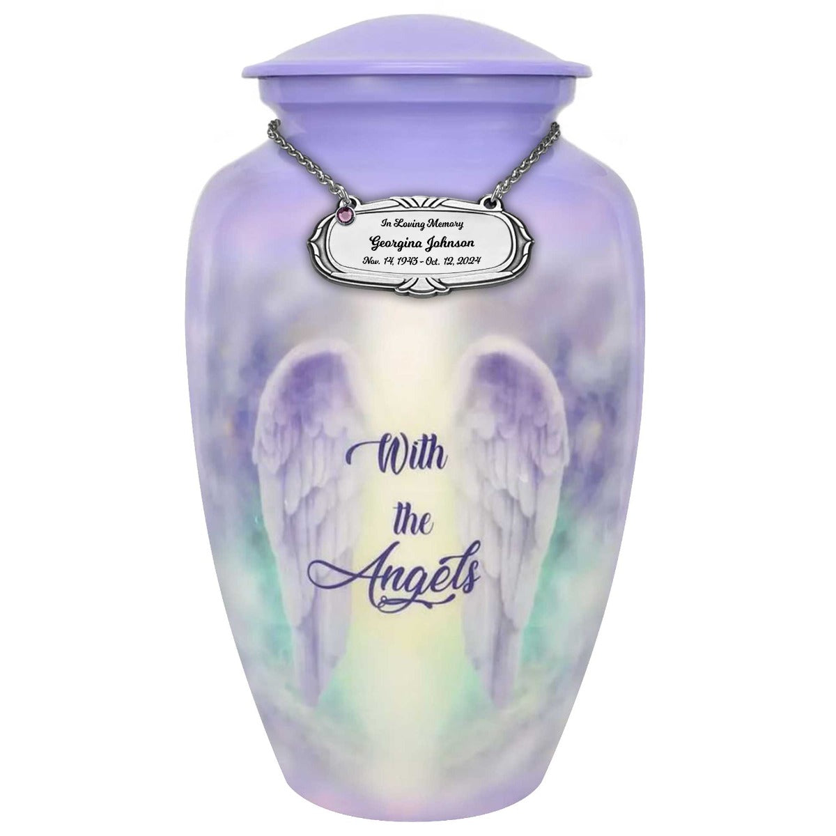 With The Angels Medium or Adult Sized Cremation Urn - Tribute Wreath™ - Pro Personalization - Burial Vault Option