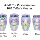 With The Angels Medium or Adult Sized Cremation Urn - Tribute Wreath™ - Pro Personalization - Burial Vault Option