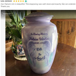 With The Angels Medium or Adult Sized Cremation Urn - Tribute Wreath™ - Pro Personalization - Burial Vault Option