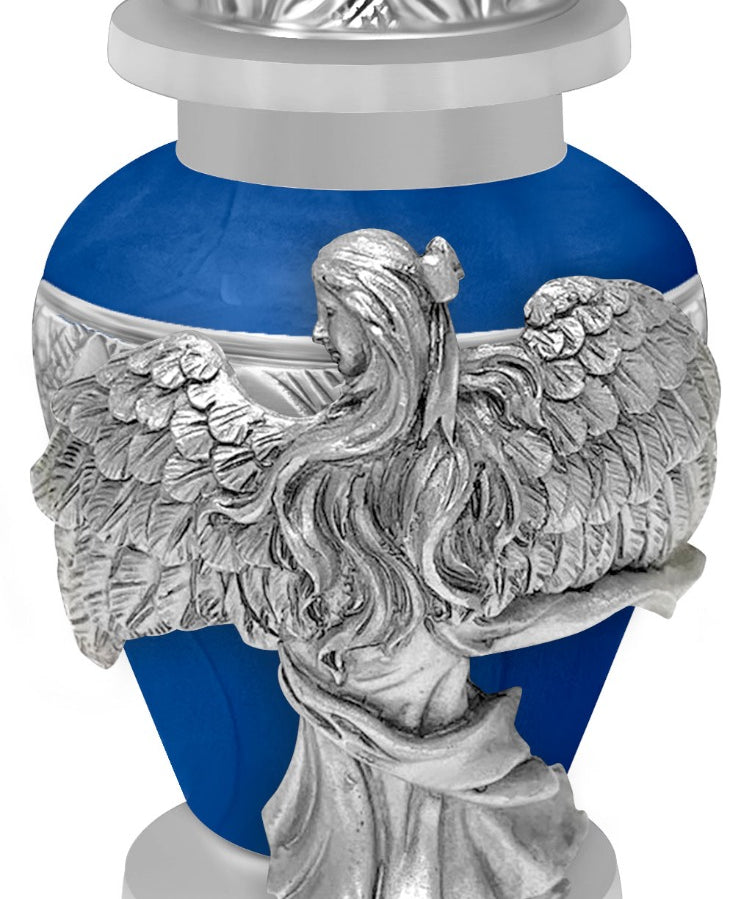 Wings of an Angel Blue Keepsake Urn - Engraving Option